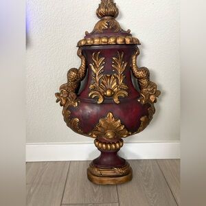 Red and gold ornate vase wall decor
